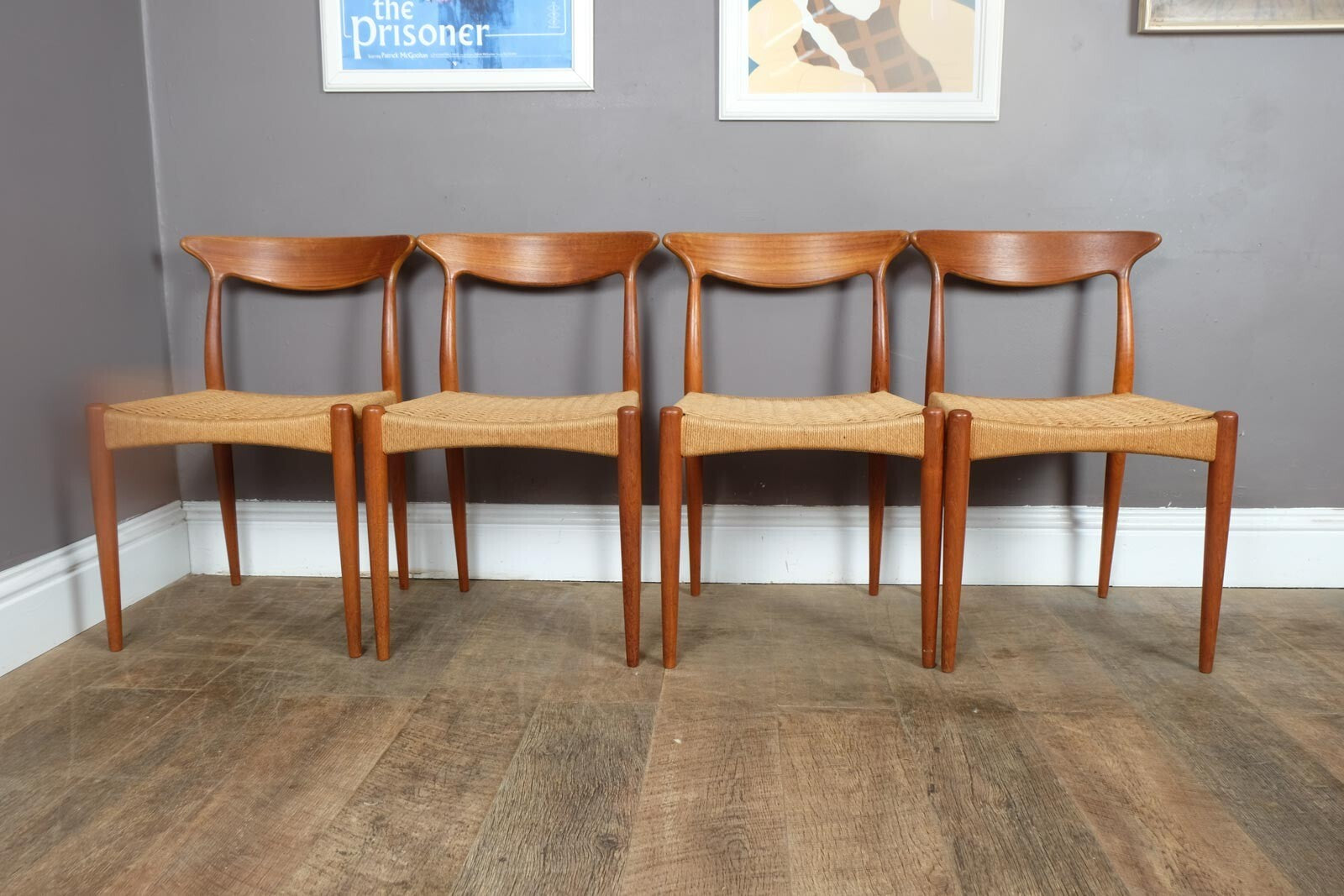 Vintage Set of 4 Danish Teak Chairs by Arne Hovmand Olsen