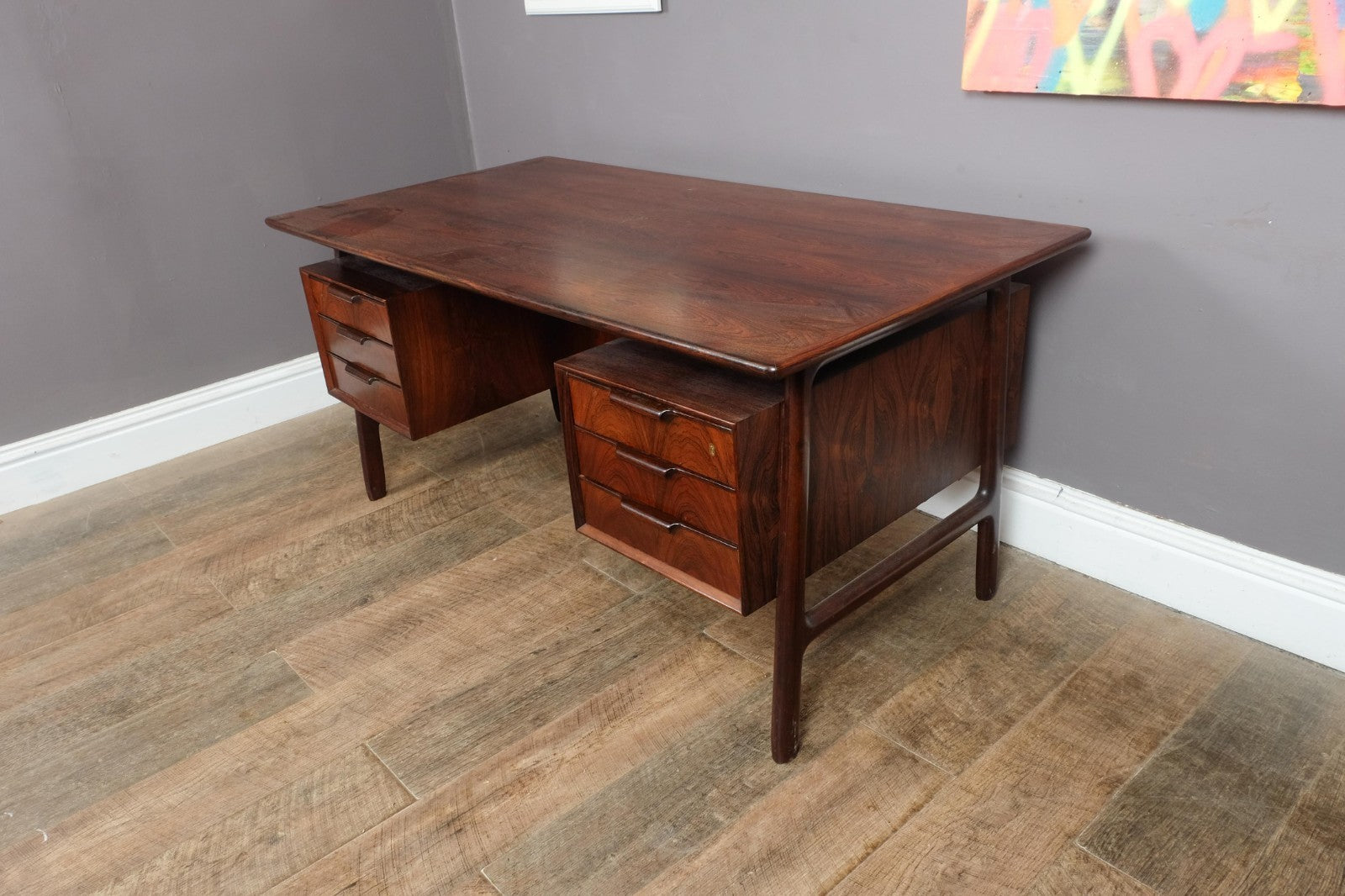 Vintage Danish Rosewood Desk Model 75 by Omann Jun