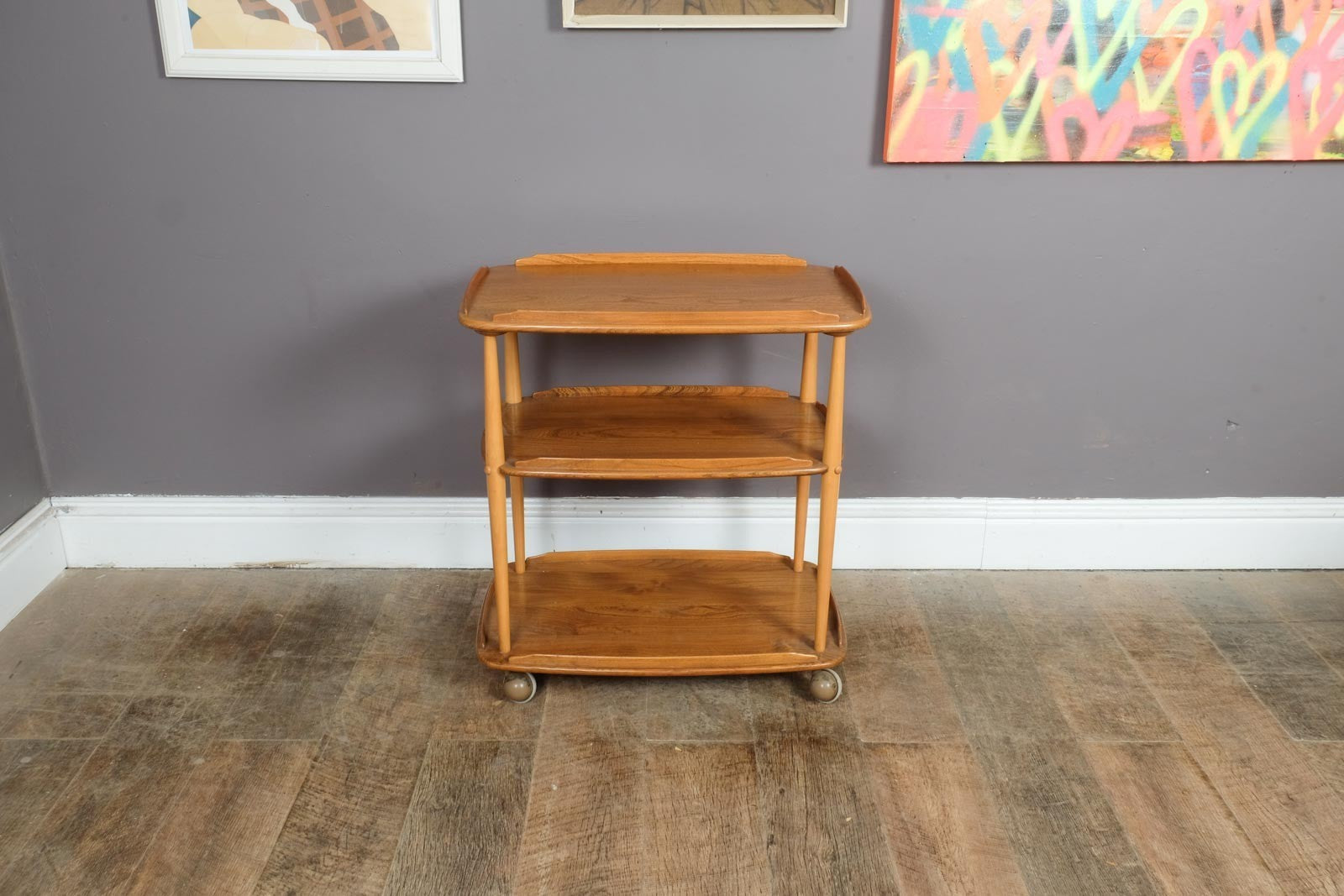 Vintage Retro Ercol Light Elm Tea Trolley