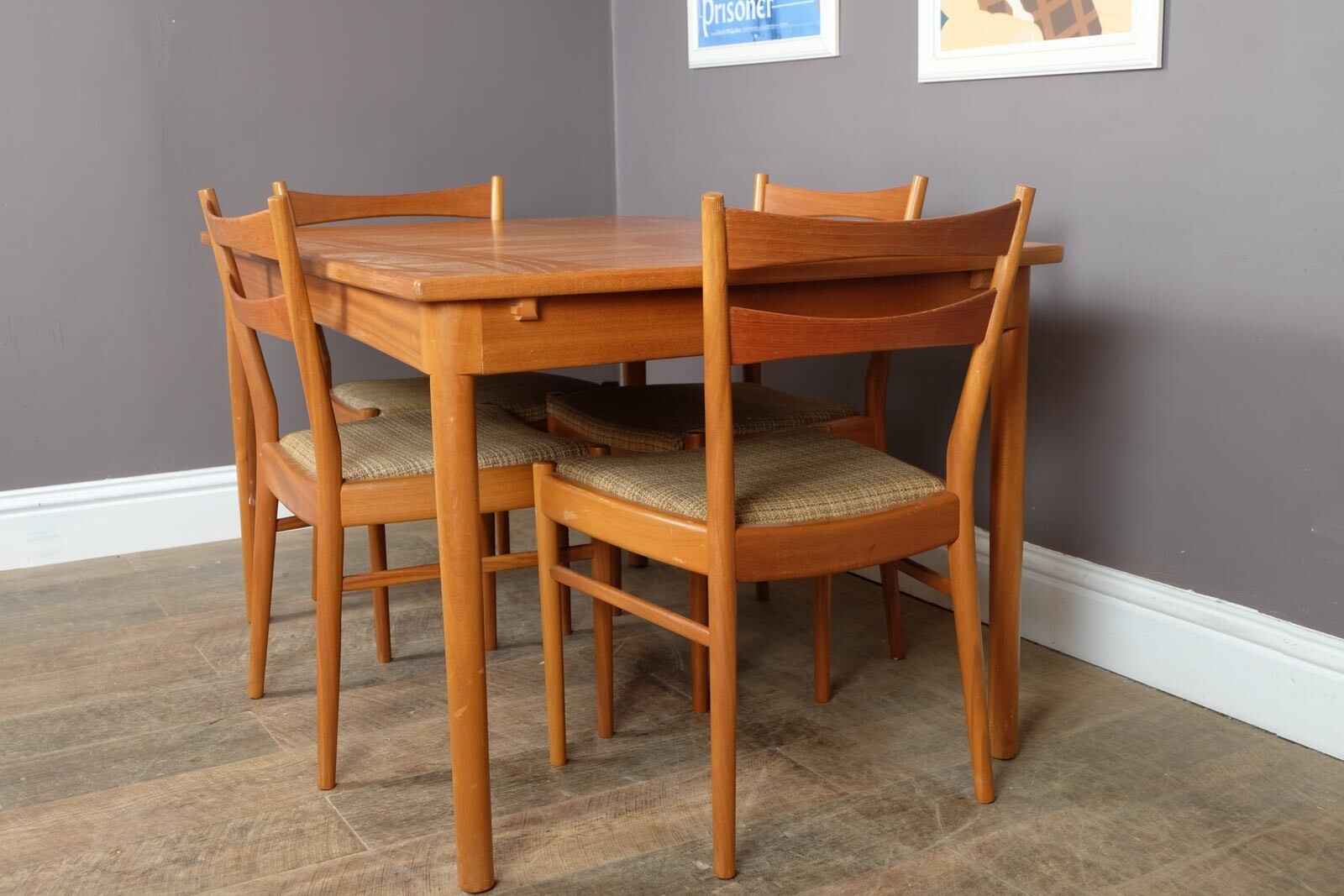 Vintage Mid Century Teak Extending Dining Table an 4 Chairs by Beithcraft