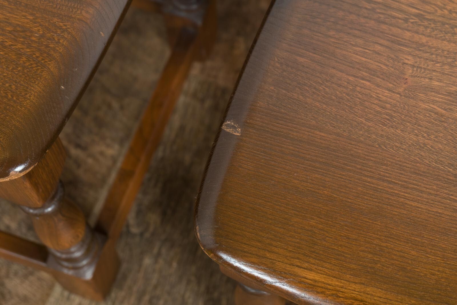 Vintage Retro Ercol Old Colonial Trinity Dark Elm Nest of Tables