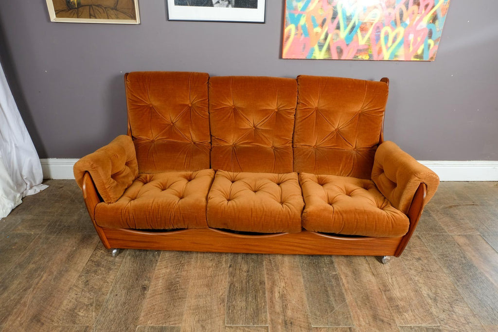 Vintage Retro G Plan Saddleback 4 Piece Suite - Sofa, Armchairs and Footstool