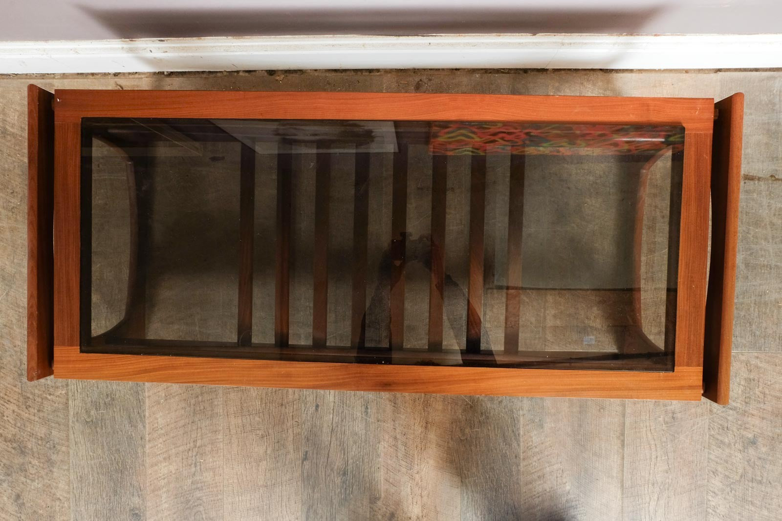 Vintage Retro Mid Century Teak and Smoked Glass Coffee Table