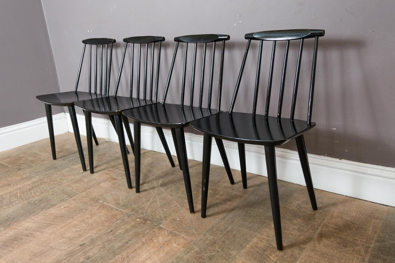 Vintage Retro Set of 4 J77 dining chairs by Folke Palsson for FDB Mobler