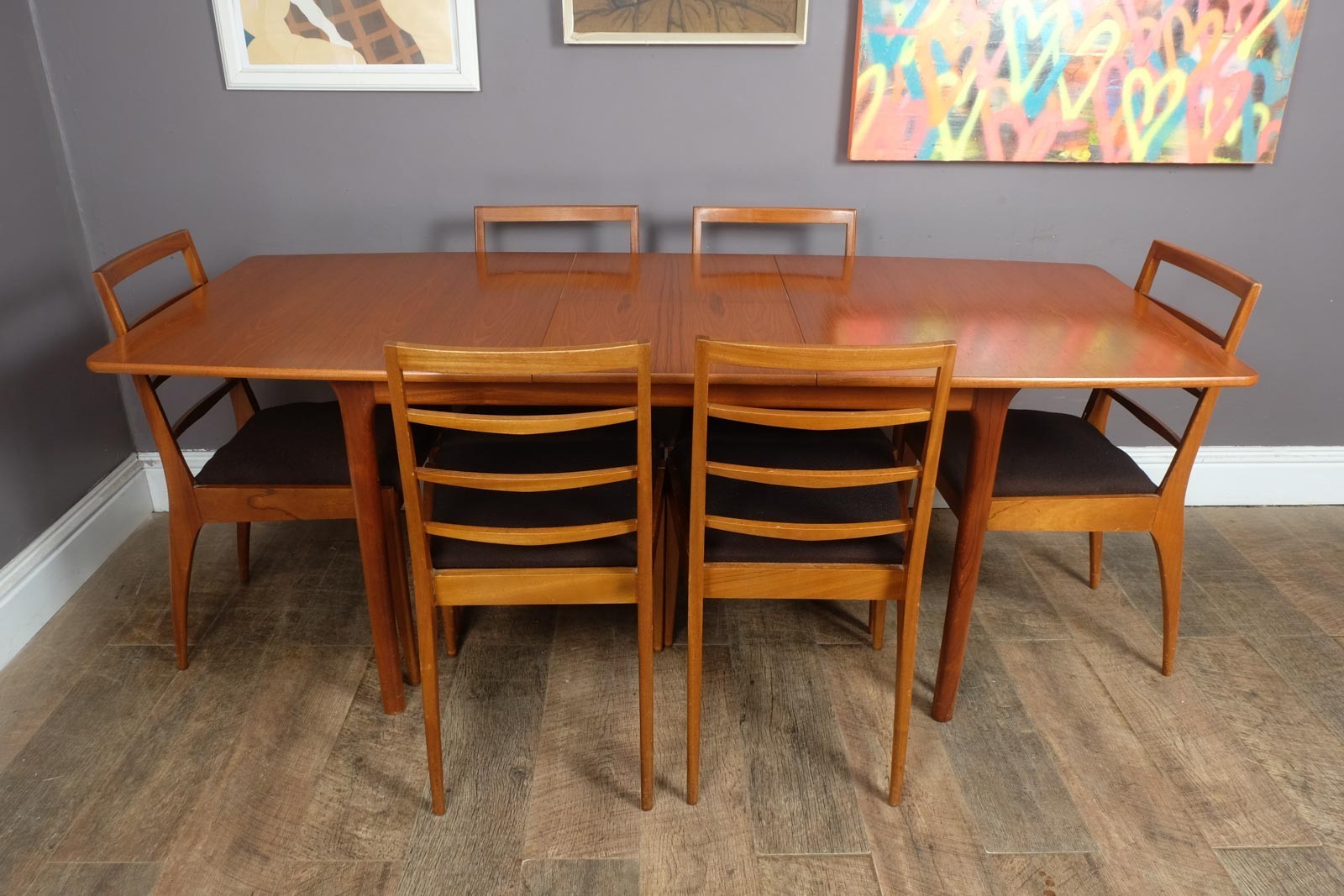 Vintage Retro Mid Century eak Extending Dining Table and 6 Chairs