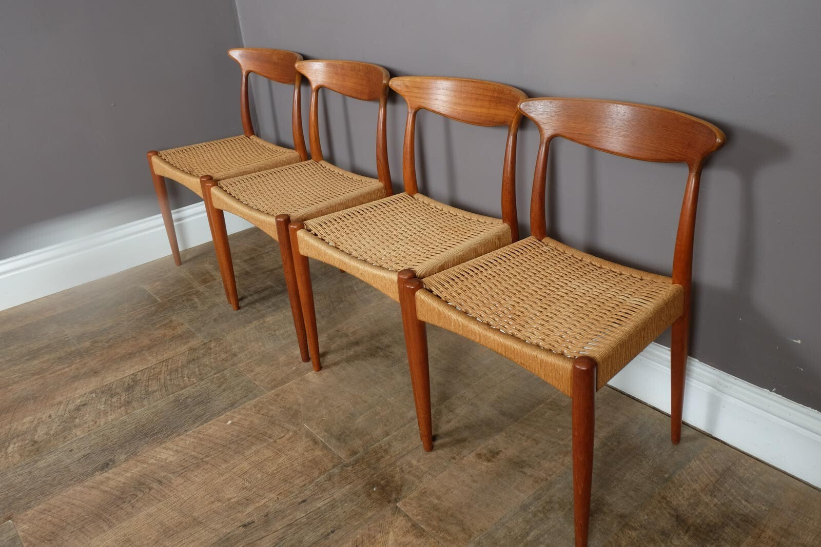 Vintage Set of 4 Danish Teak Chairs by Arne Hovmand Olsen