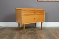 Vintage Retro Small 2 Drawer Chest in Light Oak