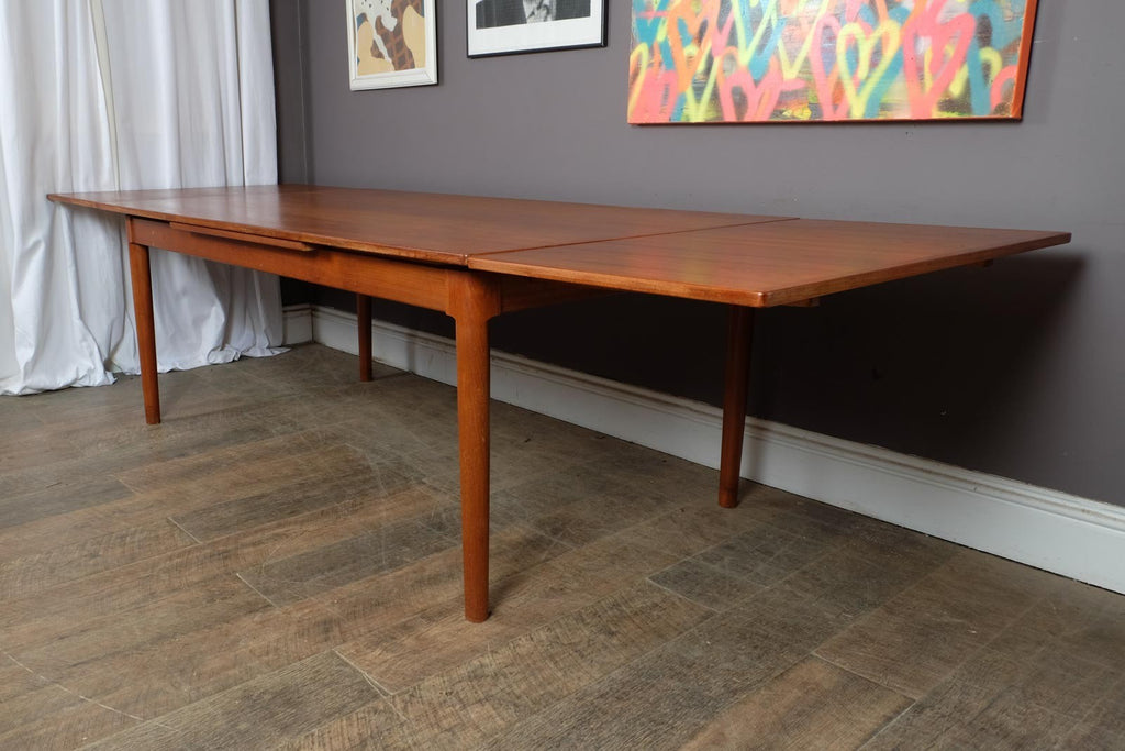 Vintage Large Danish Teak Extending Dining Table by B Pederson and Sons