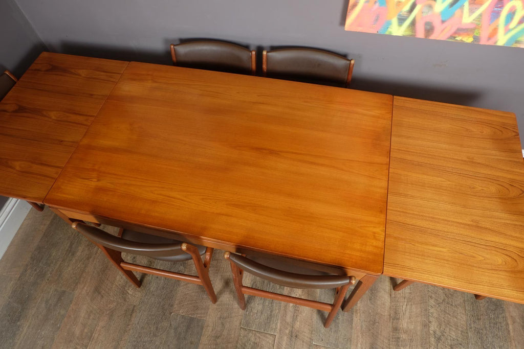 Vintage Retro Large Danish Extending Dining Table and 6 Dyrlund Chairs