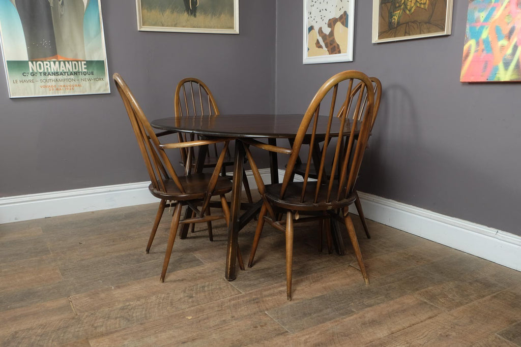 Vintage Retro Golden Dawn Ercol Drop Leaf Dining Table and 4 Quakers