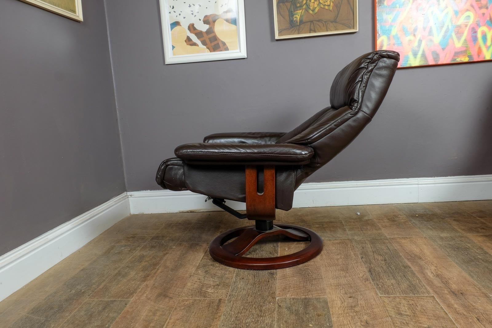 Vintage Retro Dark Brown Reclining Armchair