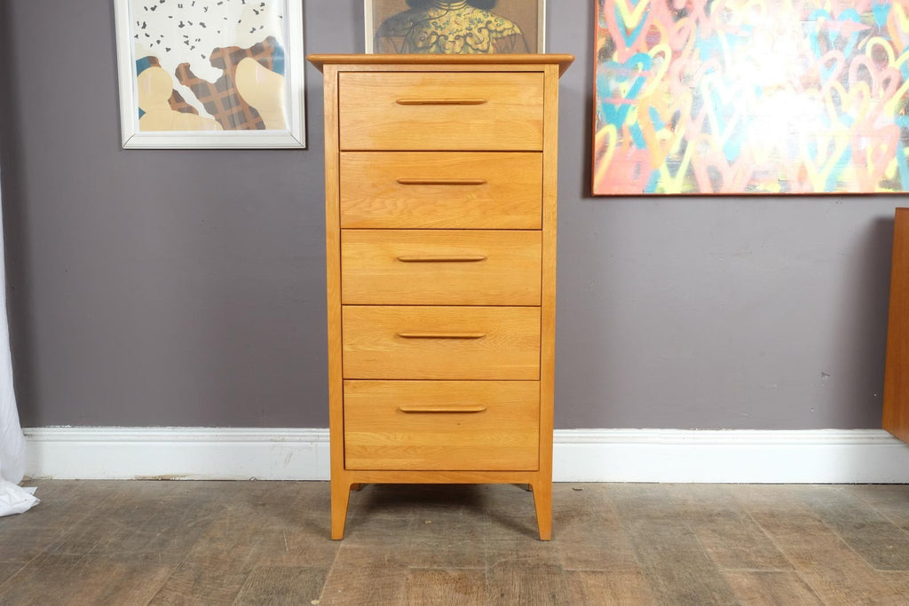 Vintage Light Wood Tall Chest of Drawers