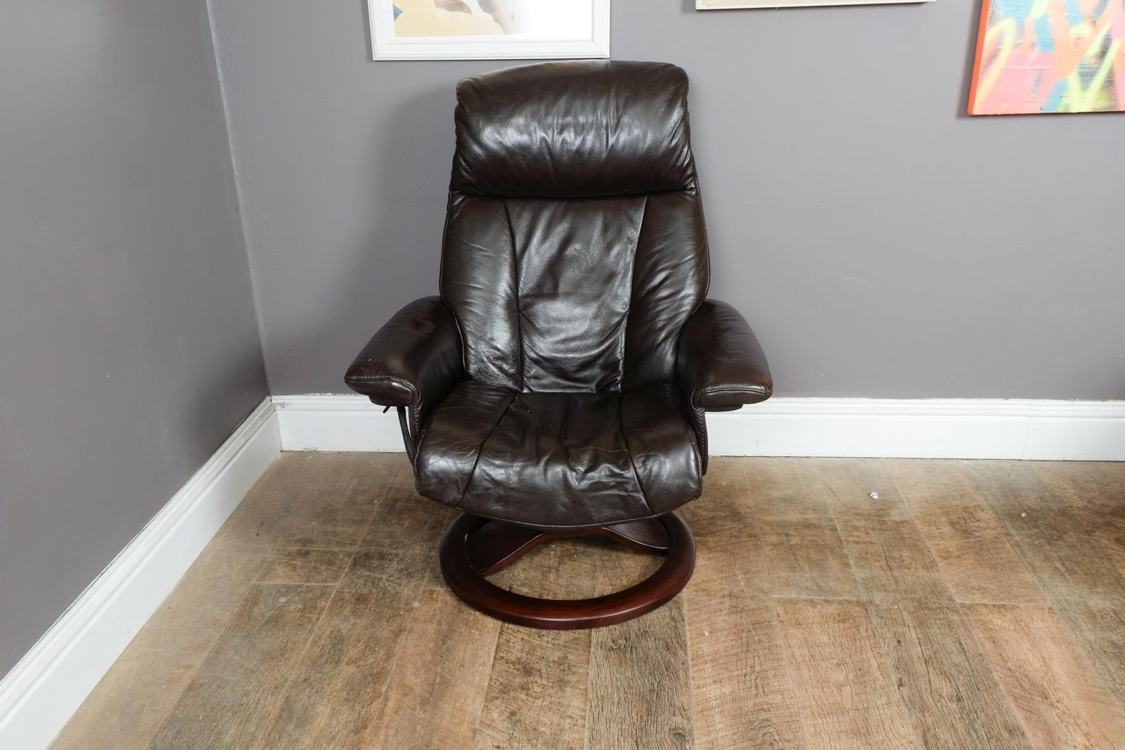 Vintage Retro Dark Brown Reclining Armchair