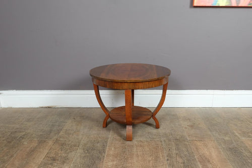 Antique Art Deco Figured Walnut Side Table