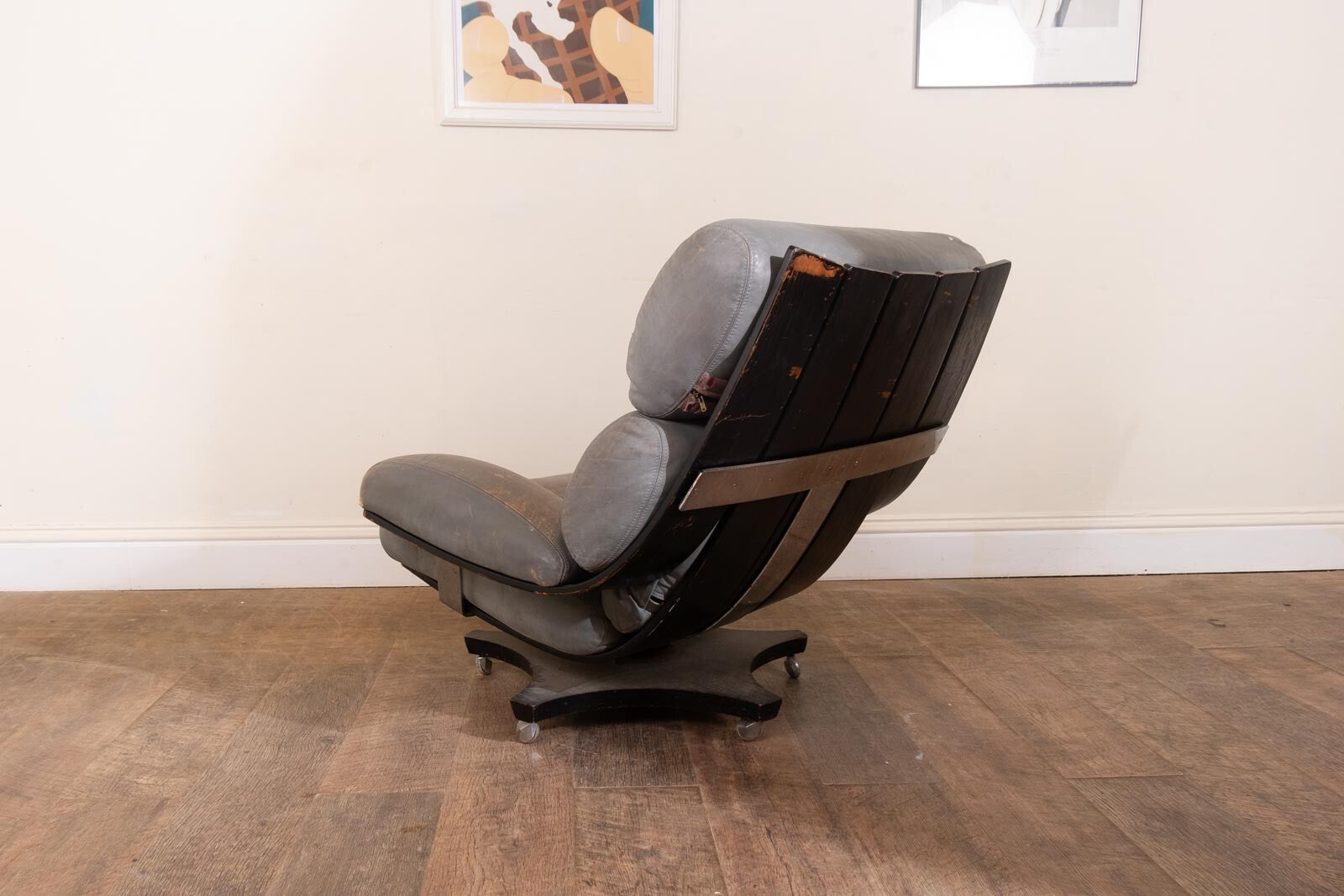 Vintage Retro G Plan Housemaster Arm Chair in Grey Leather