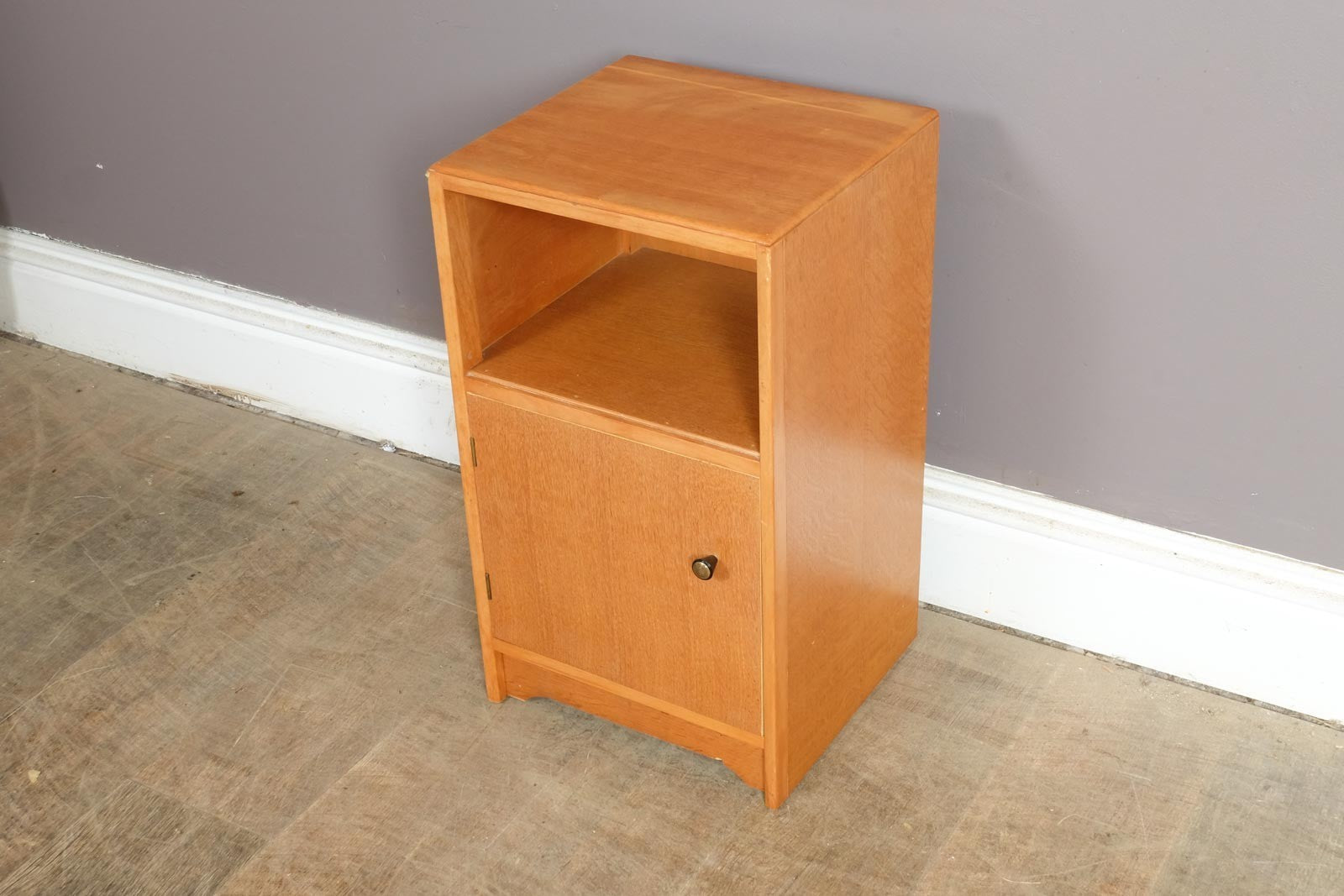 Vintage Retro Light Oak Bedside Table