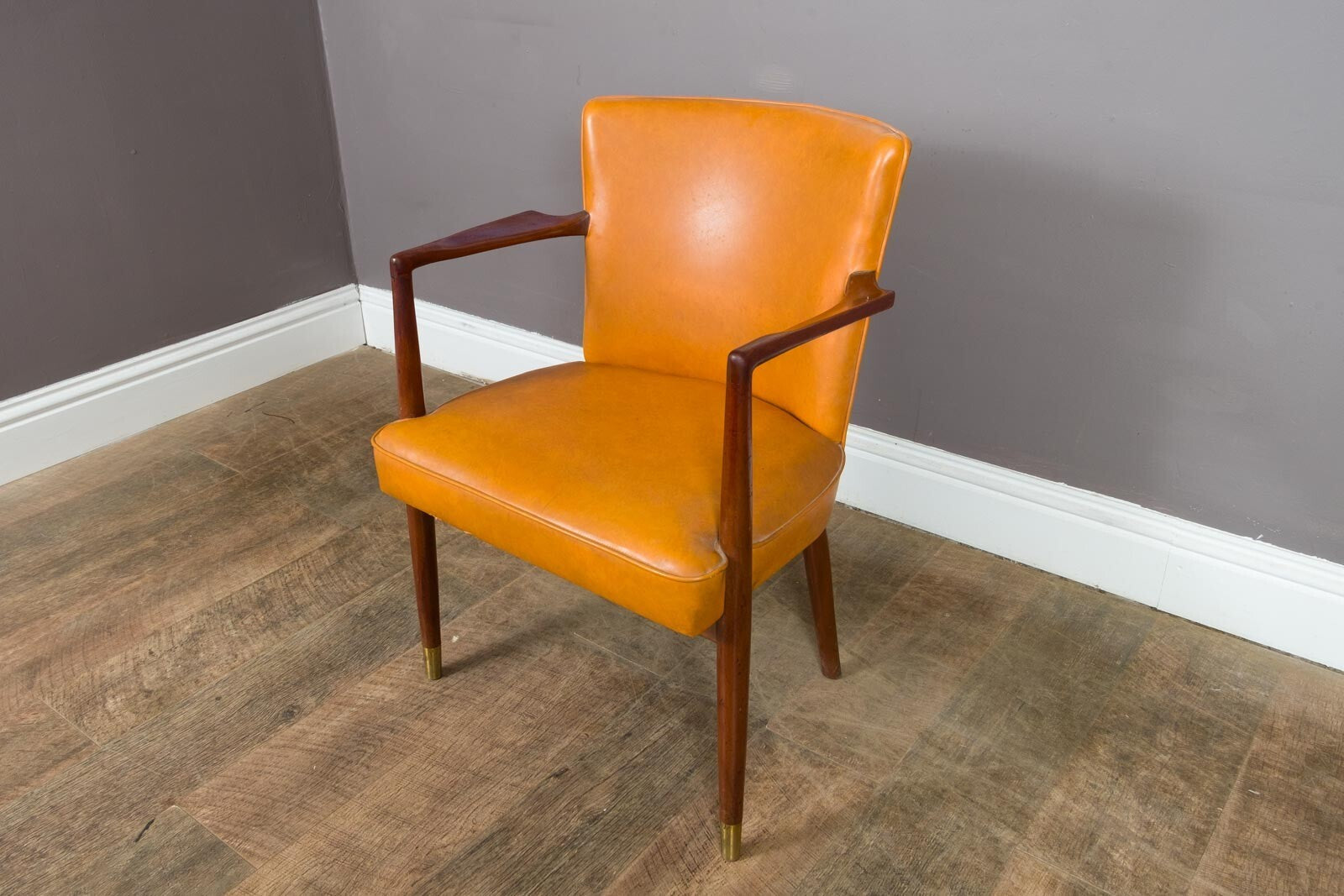 Vintage Retro Teak and Vinyl Side Chair