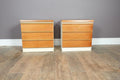 Vintage Retro Pair of BCM White and Teak Bedside Drawers