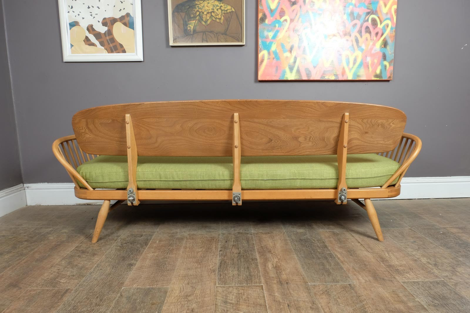 Vintage Retro Ercol Light Elm Studio Couch Day Bed