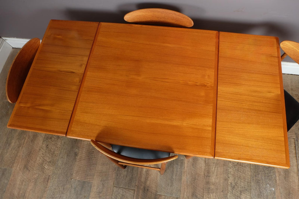 Vintage Small Danish Teak Extending Dining Table and 4 Chairs
