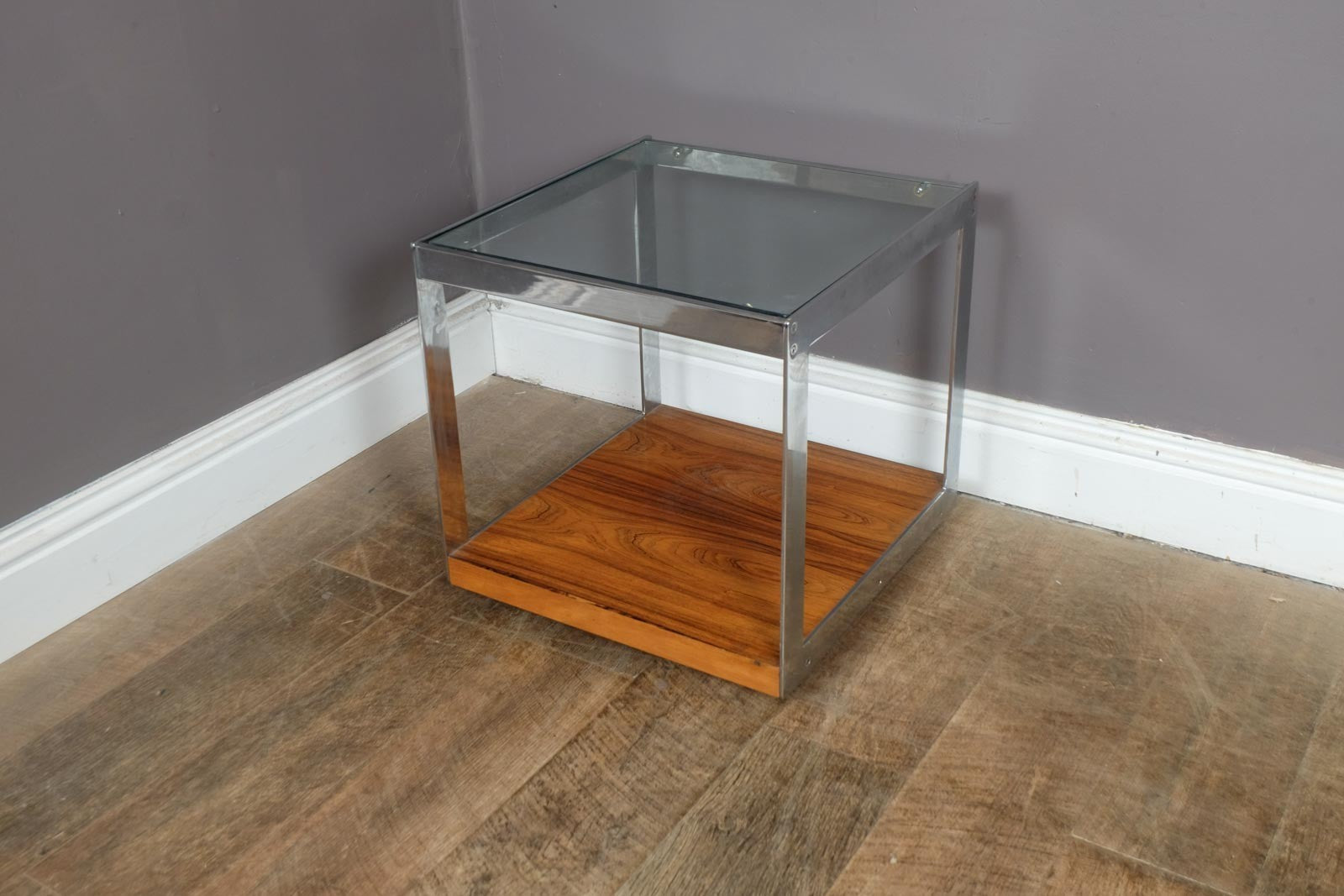 Vintage Retro Chrome and Rosewood Sidetable by Merrow Associates