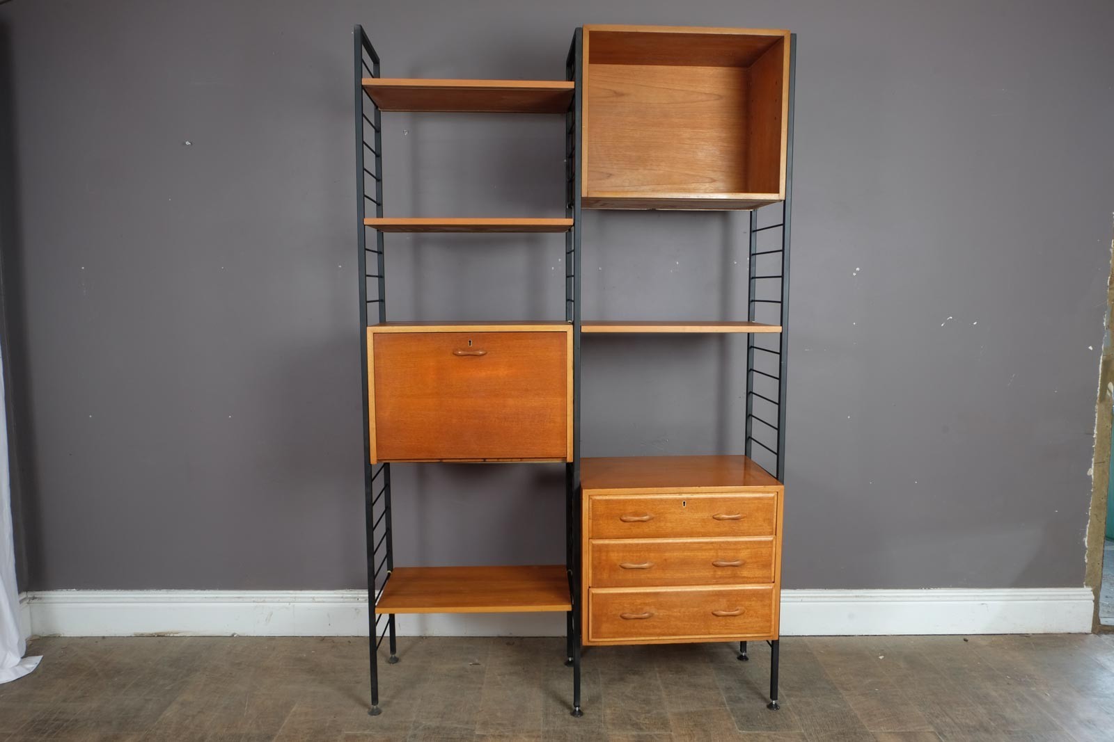 Vintage Retro 2 Bays of Narrow Staples Ladderax in Teak