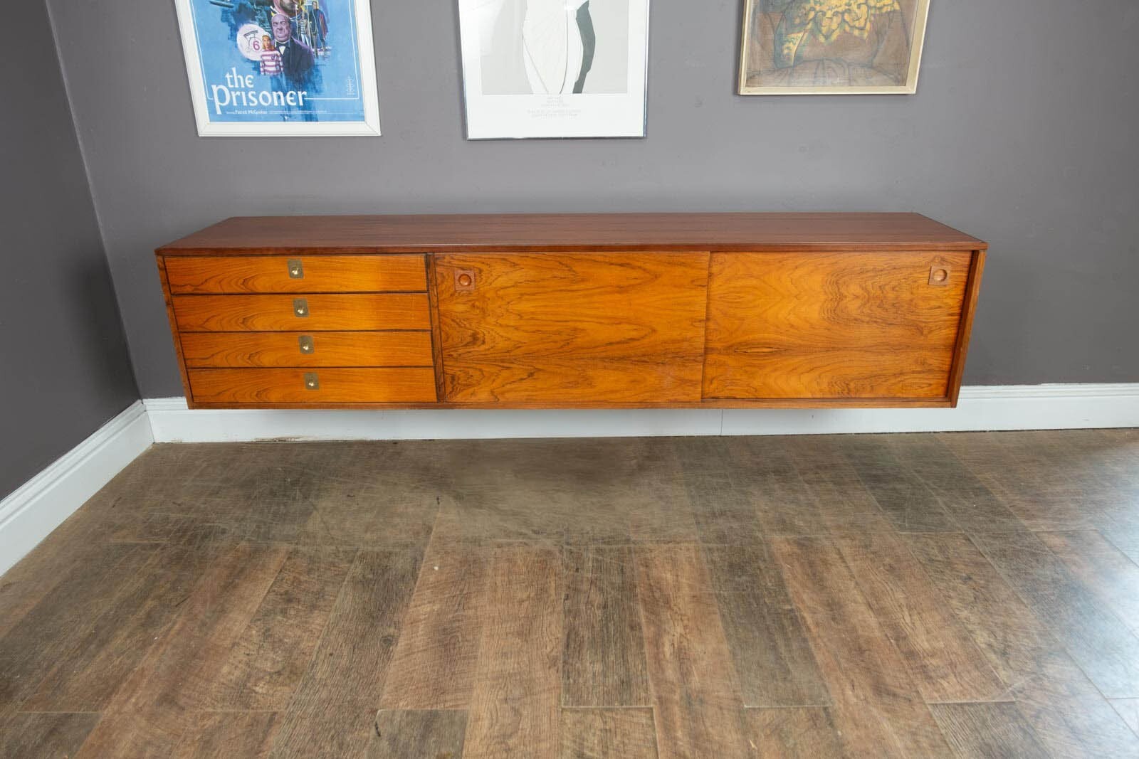 Vintage Retro Archie Shine Rosewood Wall Mounted Dorrington Sideboard