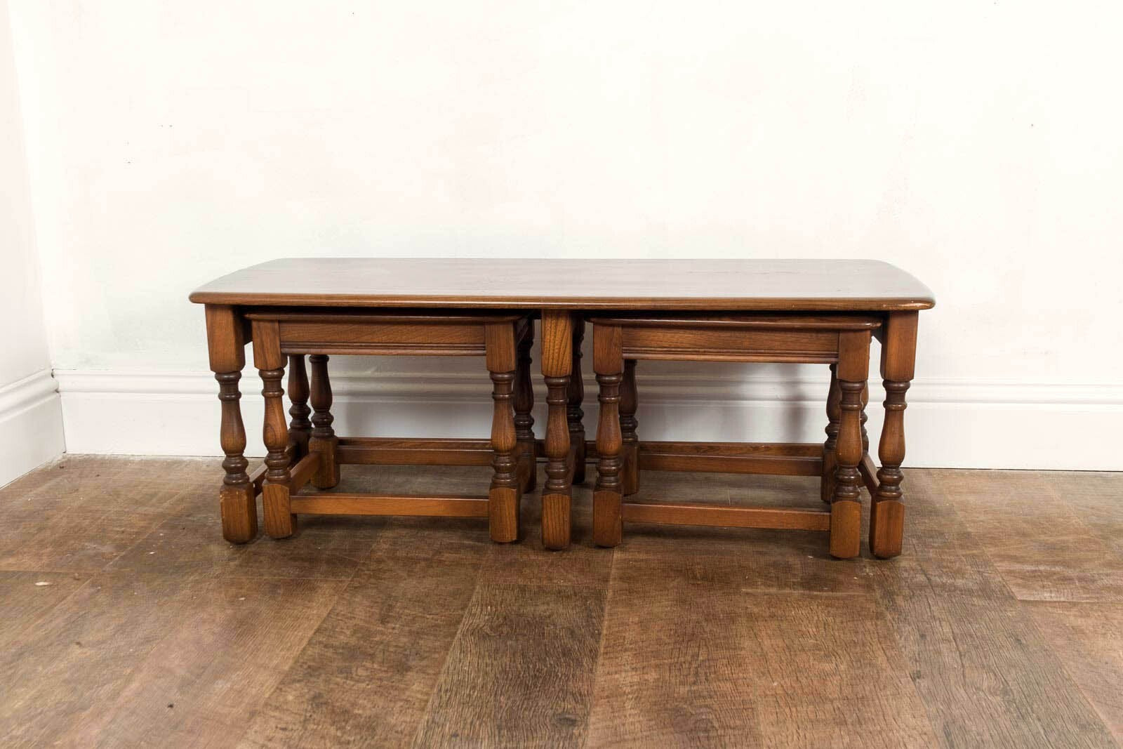 Vintage Retro Ercol Old Colonial Trinity Dark Elm Nest of Tables