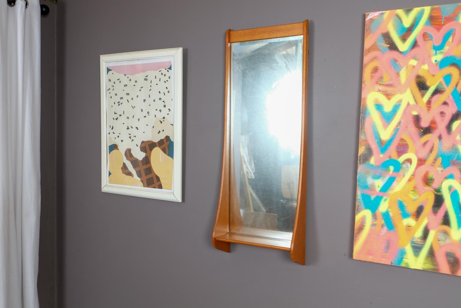 Vintage Retro Pedersen & Hansen Teak Wall Hanging Mirror