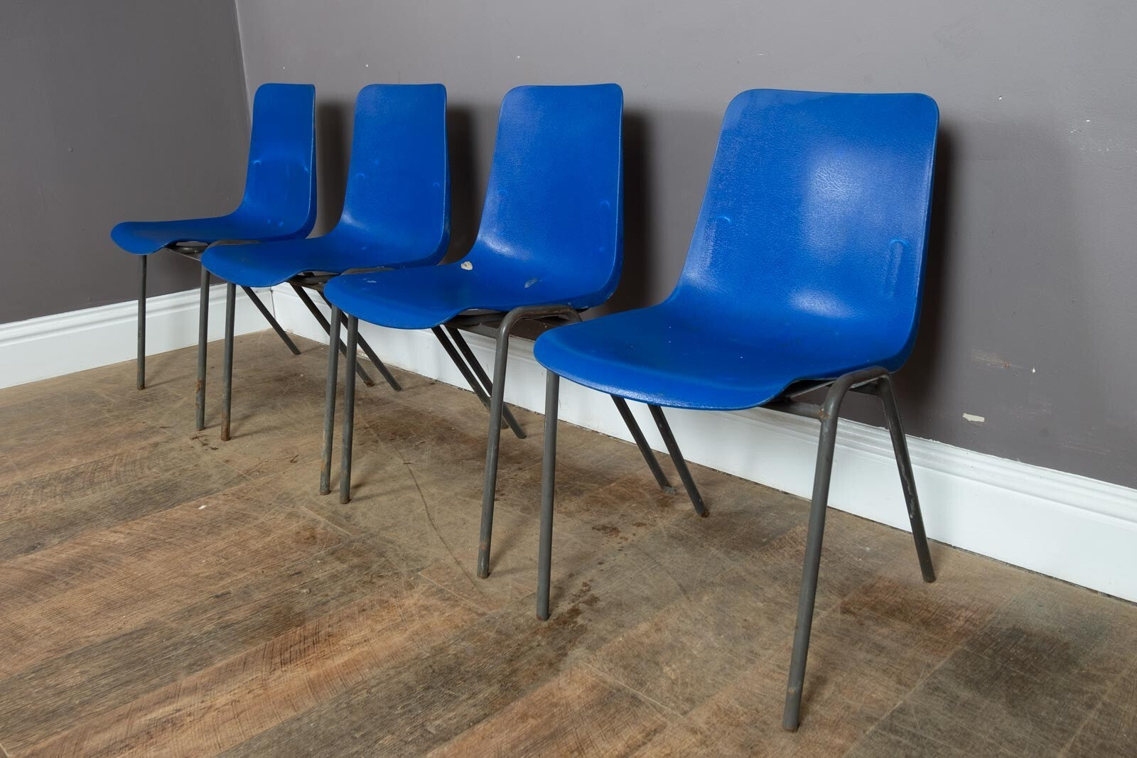 Vintage Retro Set of 4 School Stacking Chairs by Remploy