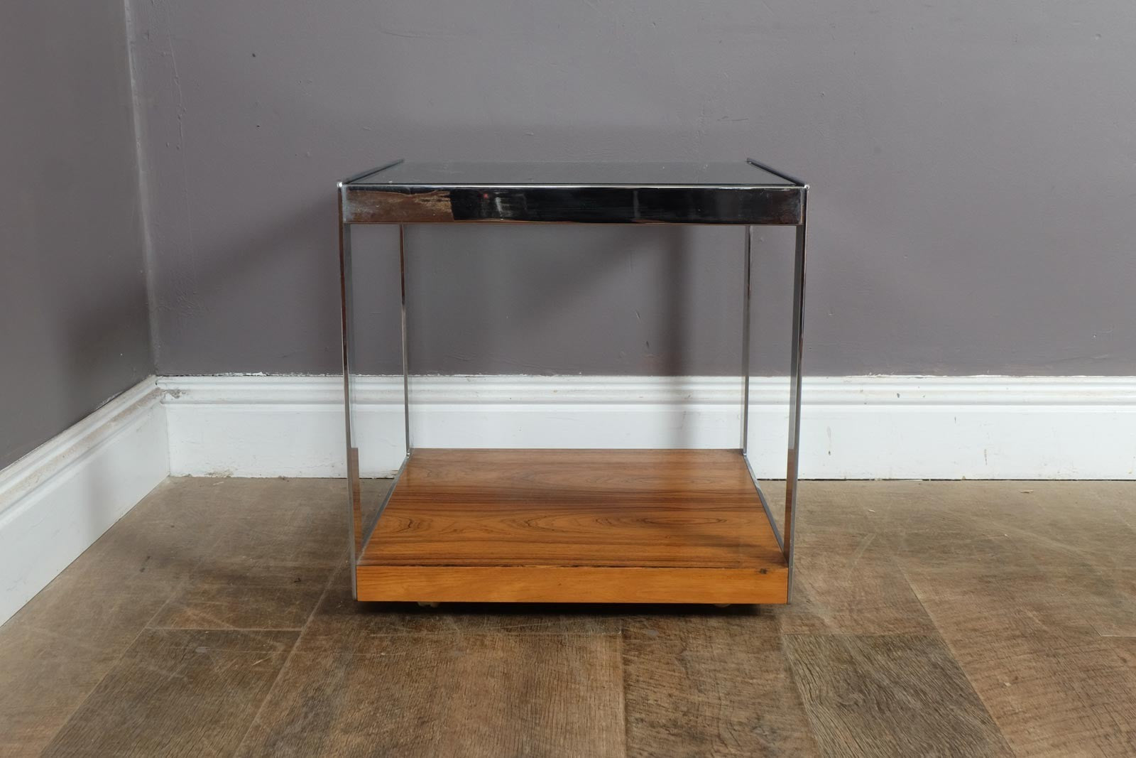 Vintage Retro Chrome and Rosewood Sidetable by Merrow Associates