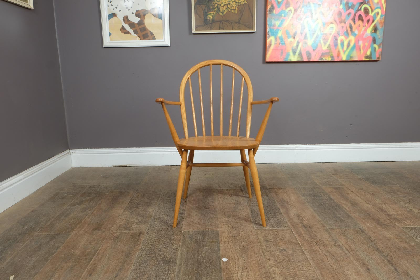 Ercol Windsor Light Elm Carver Dining Chair - New Shape