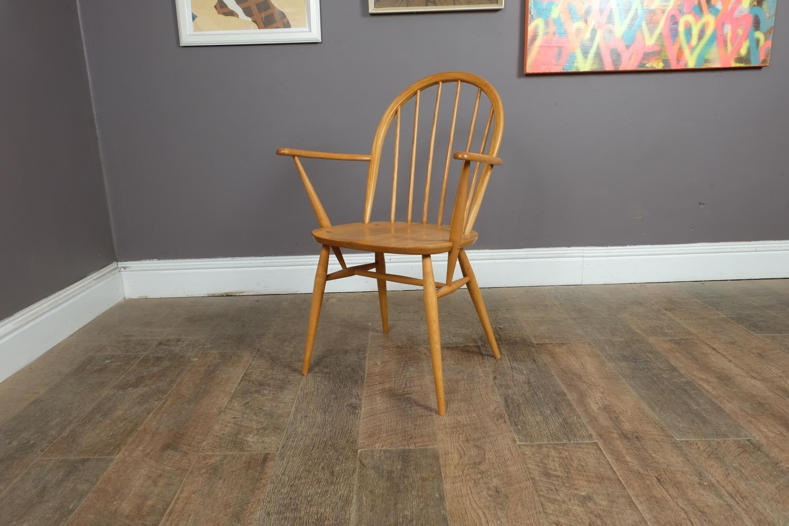 Ercol Windsor Light Elm Carver Dining Chair - New Shape
