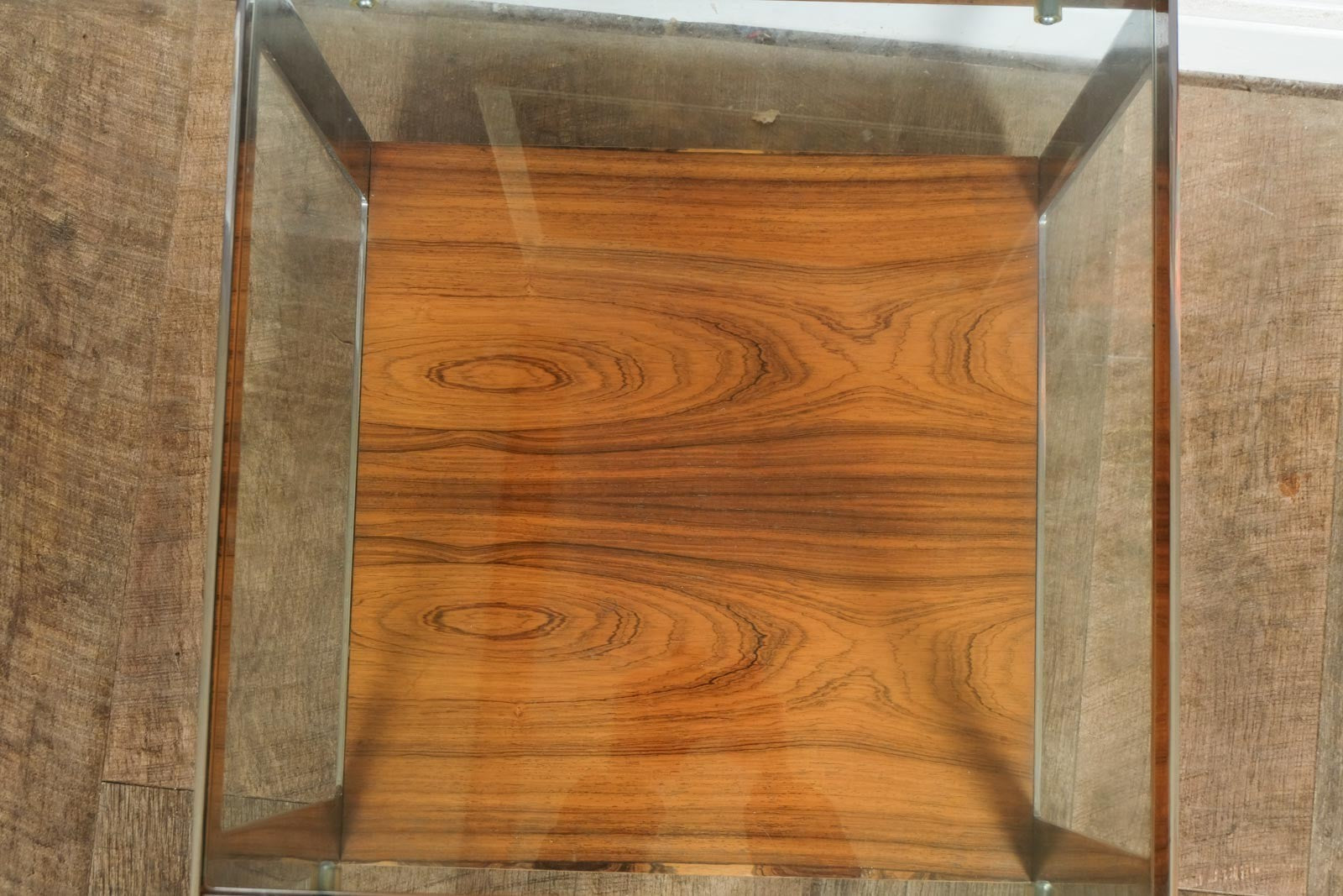 Vintage Retro Merrow Associates Chrome and Rosewood Sidetable