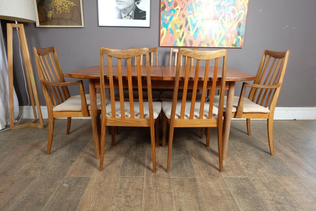Vintage Retro G Plan Oval Teak DIning Table and 6 High Back Chairs