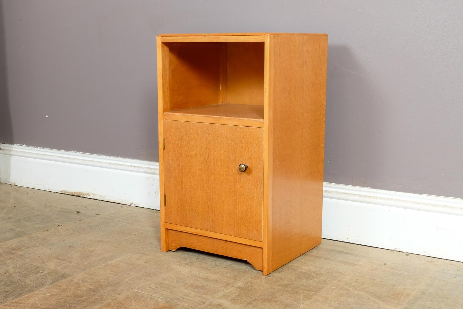 Vintage Retro Light Oak Bedside Table