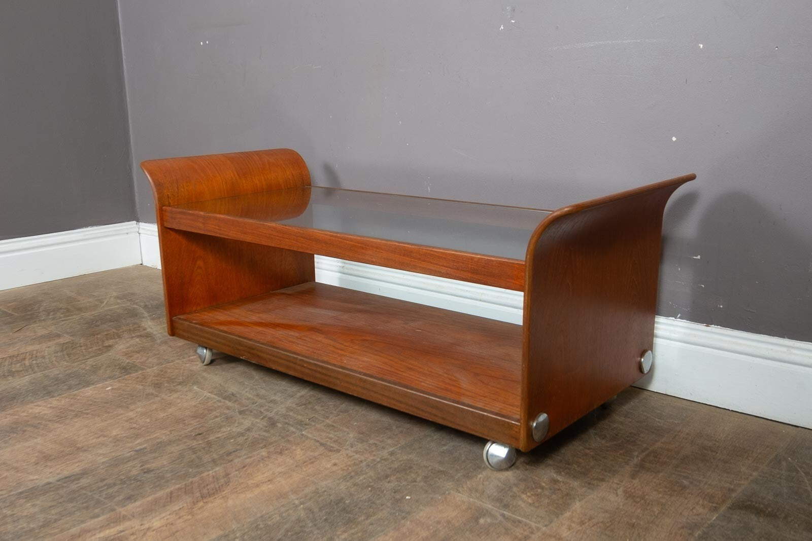 Vintage G Plan Tulip Glass and Teak Coffee Table