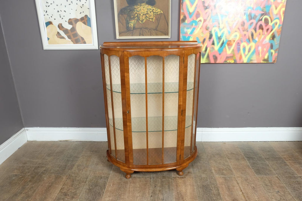Vintage Walnut Glazed Display Cabinet