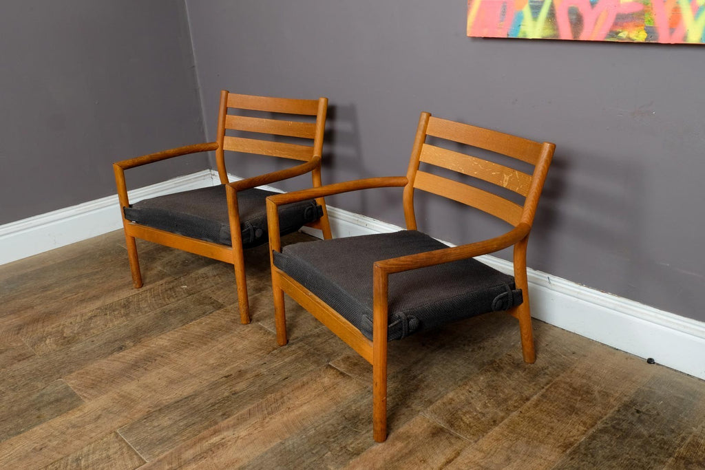 Vintage Retro Pair of Jed Light Oak Armchairs by David Irwin, Habitat