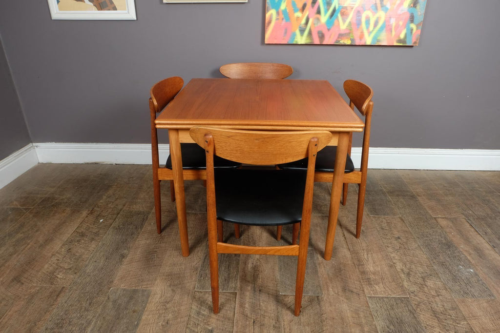 Vintage Small Danish Teak Extending Dining Table and 4 Chairs