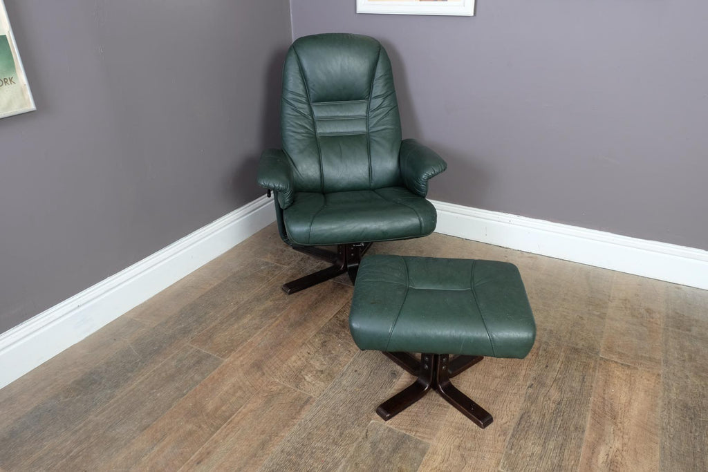 Vintage Retro Danish Reclining Armchair and Footstool by Unico