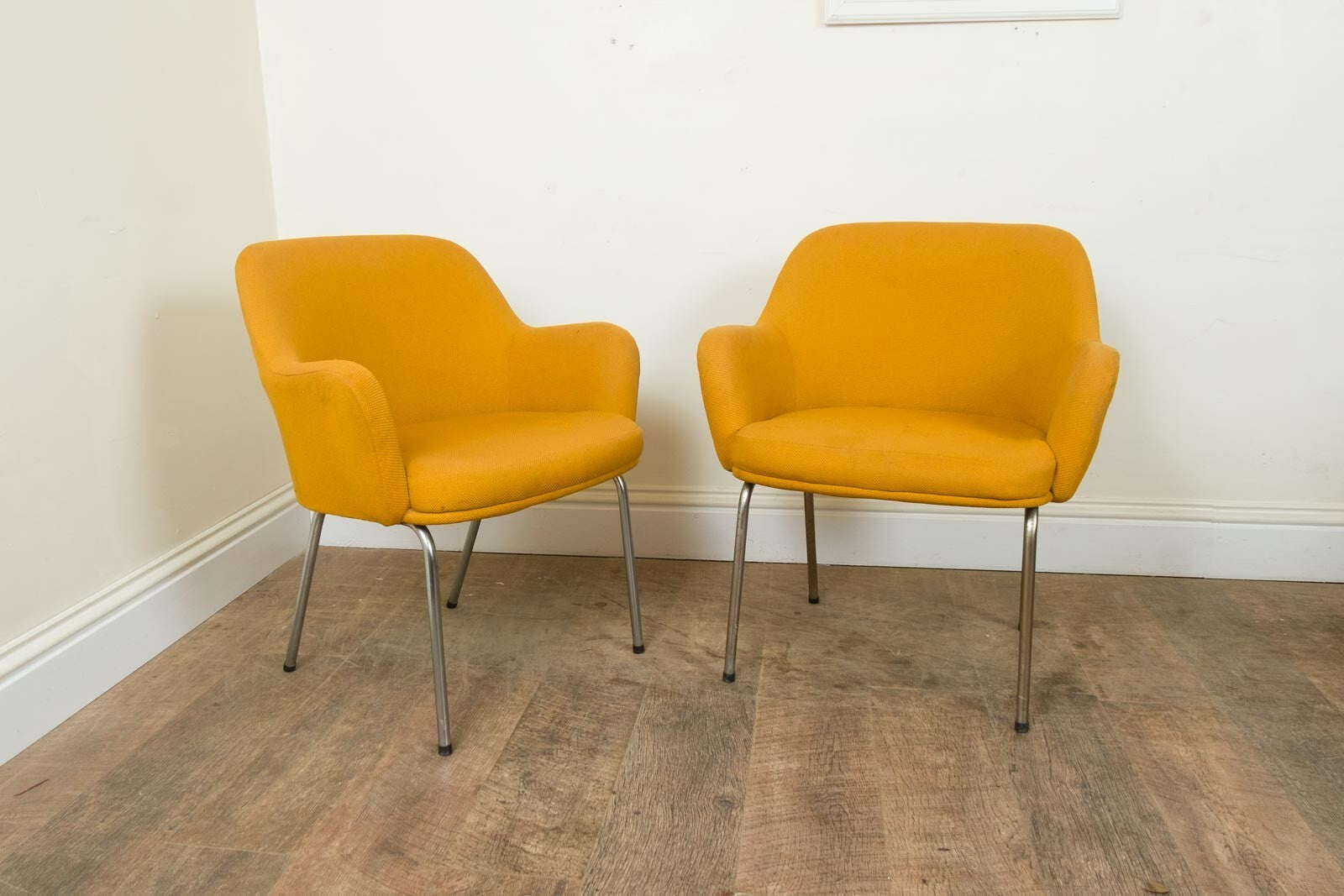 Vintage Retro pair of Mid Century Mustard Side Chairs