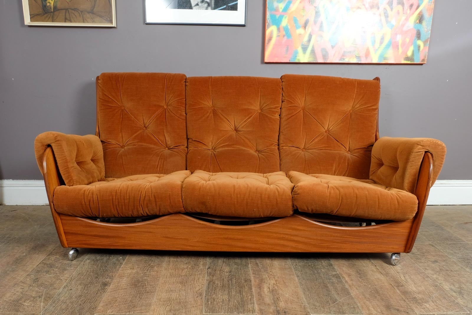 Vintage Retro G Plan Saddleback 4 Piece Suite - Sofa, Armchairs and Footstool
