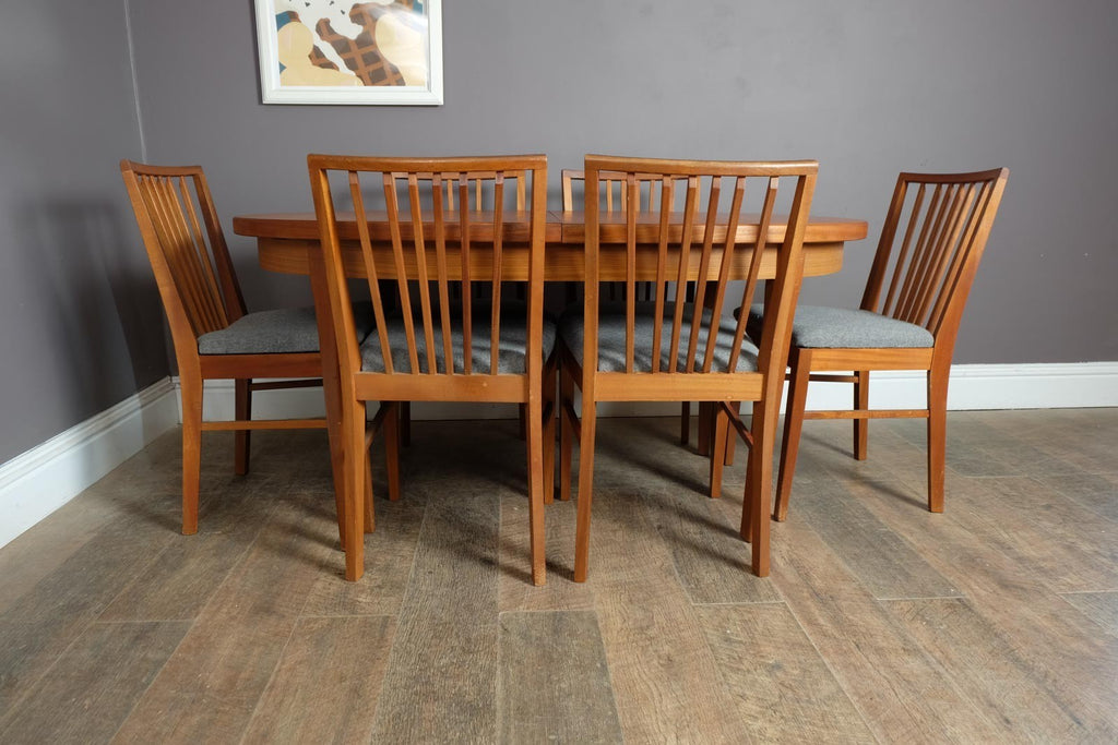 Vintage Oval Teak Extending Dining Table and 6 Vanson Chairs
