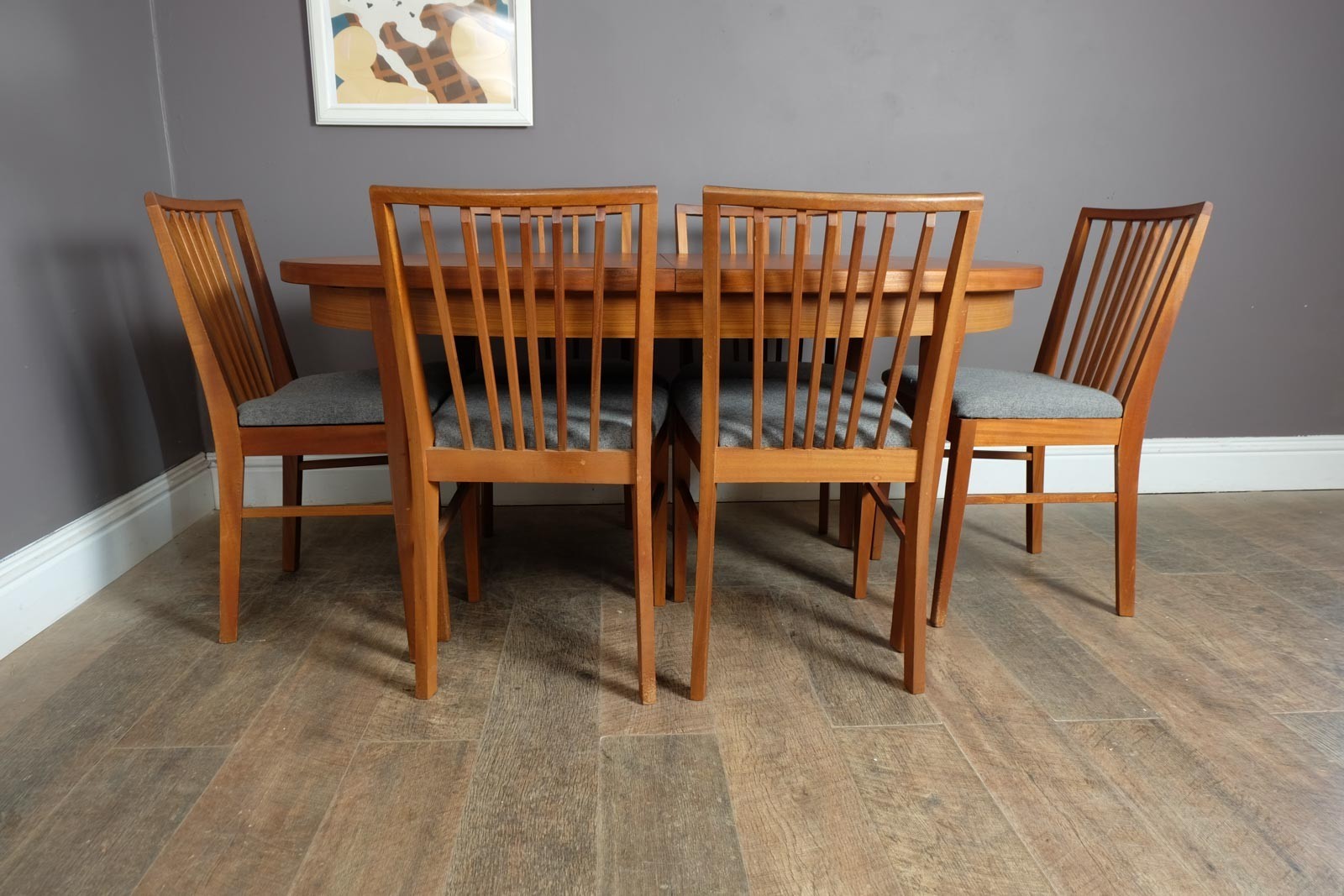 Vintage Oval Teak Extending Dining Table and 6 Vanson Chairs