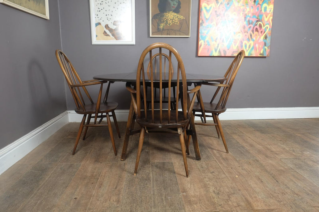 Vintage Retro Golden Dawn Ercol Drop Leaf Dining Table and 4 Quakers