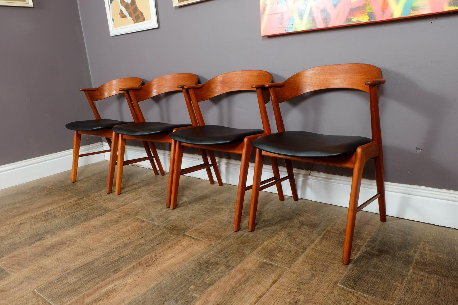 Set of 4 Vintage Danish Model 32 Teak Dining Chairs by Kai Kristiansen