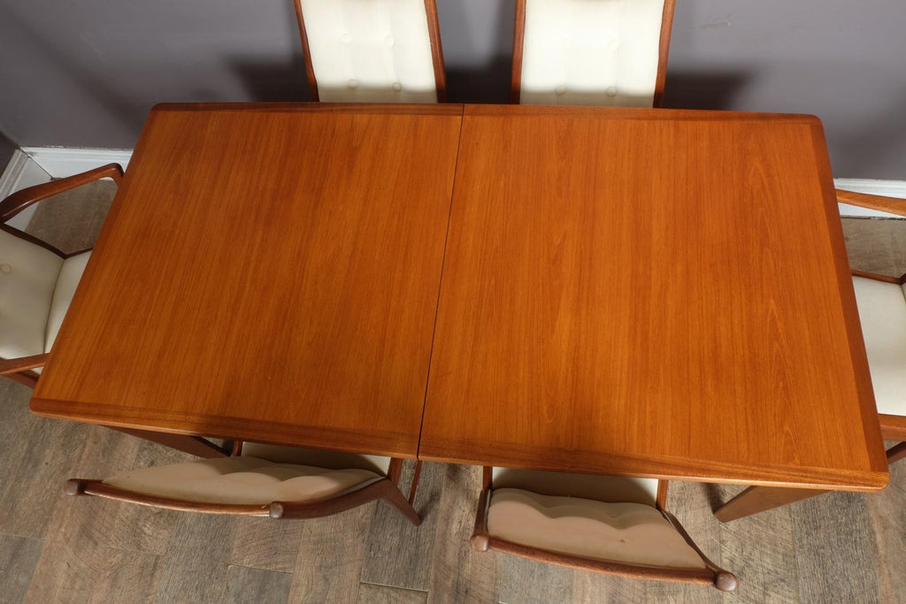 Vintage Large Mid century Teak Extending Dining Table and 6 McIntosh Chairs