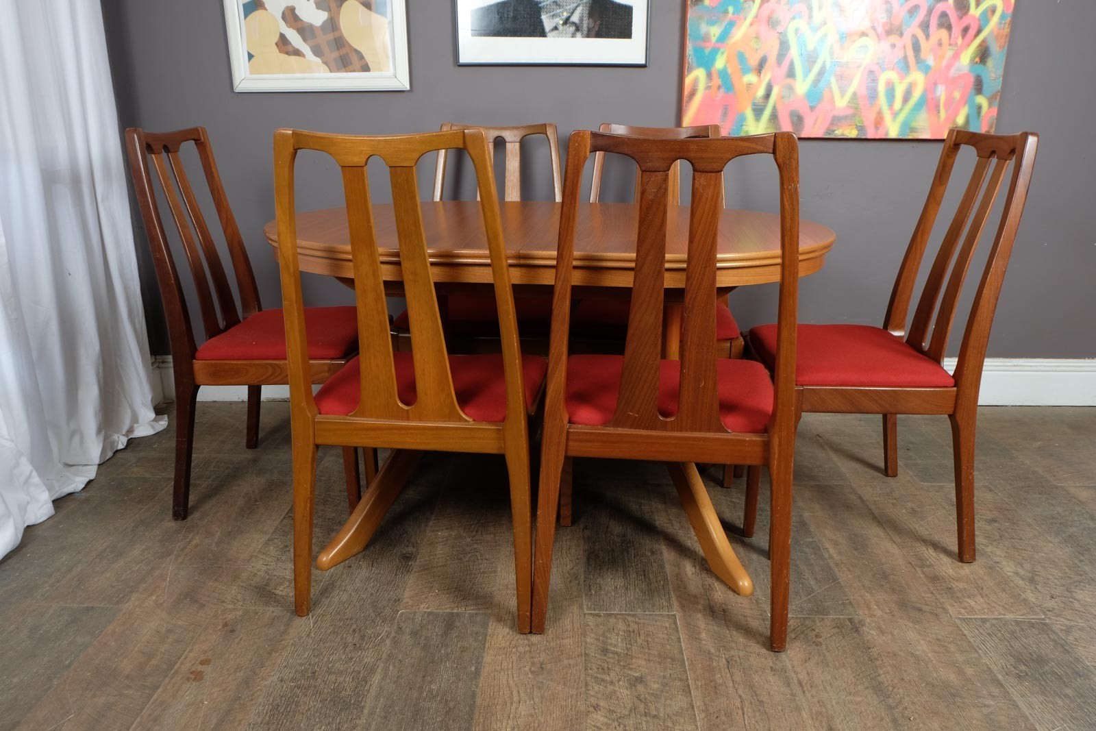 Vintage Mid Century Oval Teak DIning Table and 6 Chairs by Nathan Furniture