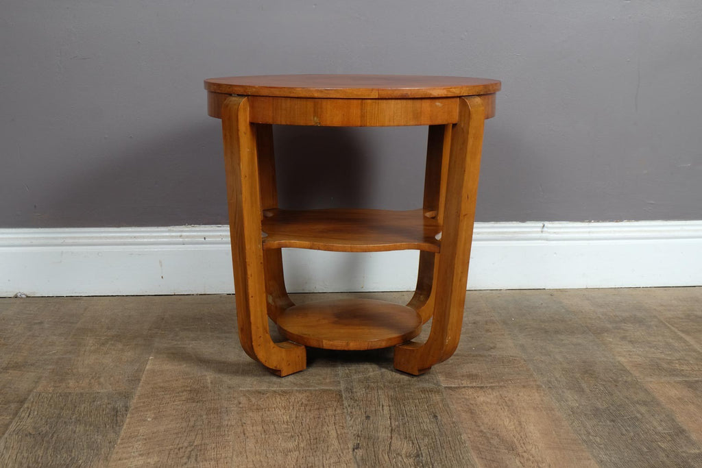 Vintage Retro Art Deco Walnut 3 Tier Table